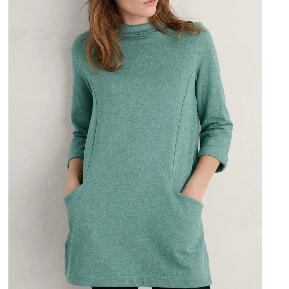 Seasalt Cornwall Organic Cotton Green Tunic Dress Size UK 8 / US 4